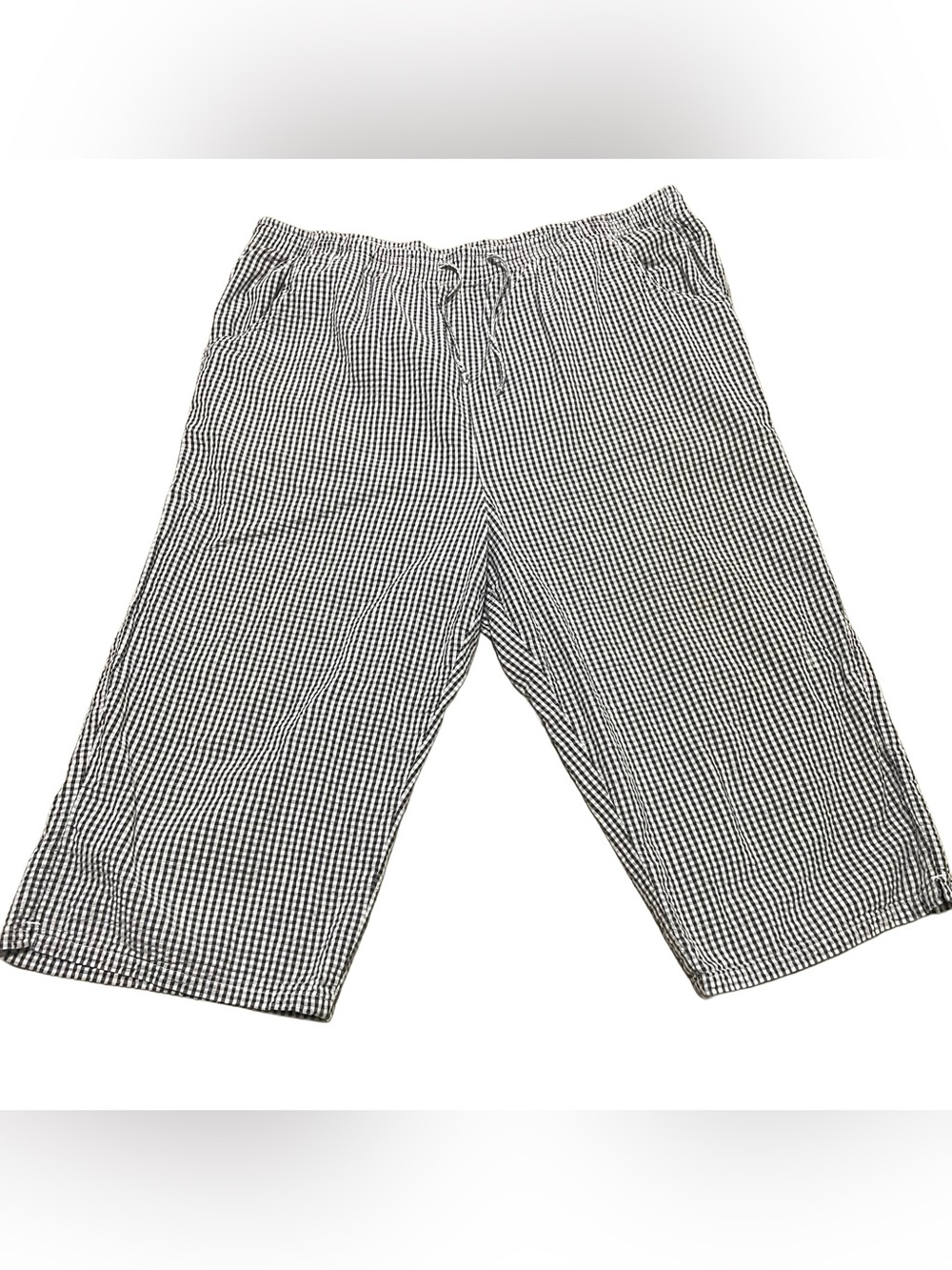 White Stag Cotton Black and White Gingham Capris
